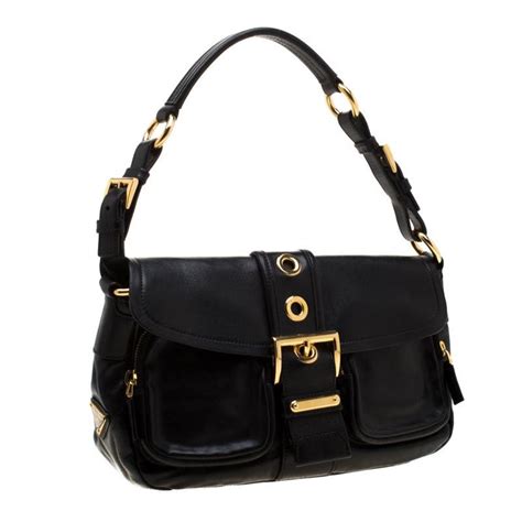 prada black leather buckles strapes bag|prada shoulder bag buckle.